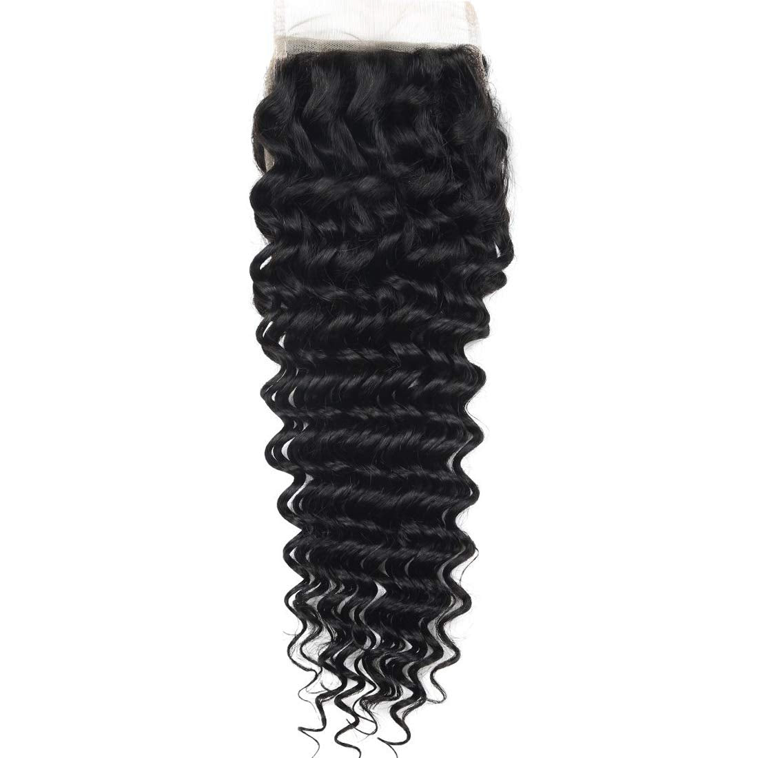 Angie Queen Brazilian Virgin Deep Wave Hair 3 Bundles with Free Part Closure (20 22 24+16 closure,Natural Black Color) 100% Unprocessed Brazilian Deep Wave Human Hair Weft with Lace Closure