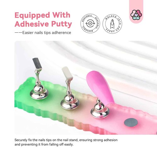 SAVILAND Acrylic Nail Kit with Primer x Nail Stand - Clear White Pink Nudes Acrylic Powder Liquid Set 10ml Acid-free Primer Acrylic Overlay Nail Set