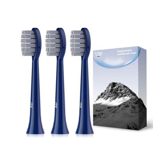 JTF Sonic Smart Toothbrush Genuine Gentle Brush Heads, 3 Pack, Navy Blue, P200