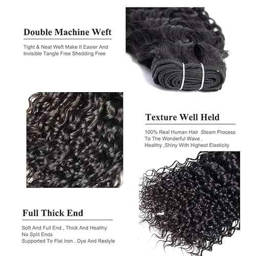 Water Wave Bundles Human Hair Soft Brazilian Virgin Human Hair 100% Unprocessed Wet and Wavy Curly Bundles Natural Black Color Can Be Dyed Total 300g 18 20 22 Inch