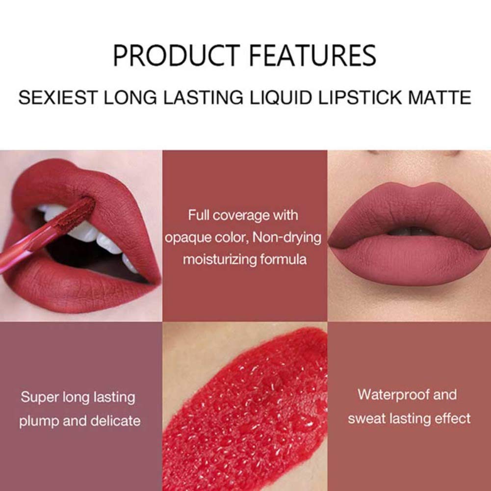 Onkessy Matte Liquid Lipstick Set, Long Lasting Non-Stick Cup Smudge Proof Matte Lipstick, Velvet Matte Lip Gloss Set