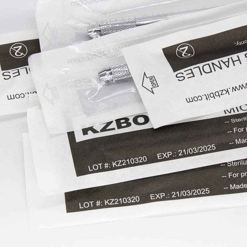 10 Multi-colors Double Sided Microblading Handles Individually Packaged with Lot # and Exp. Date for Microblades