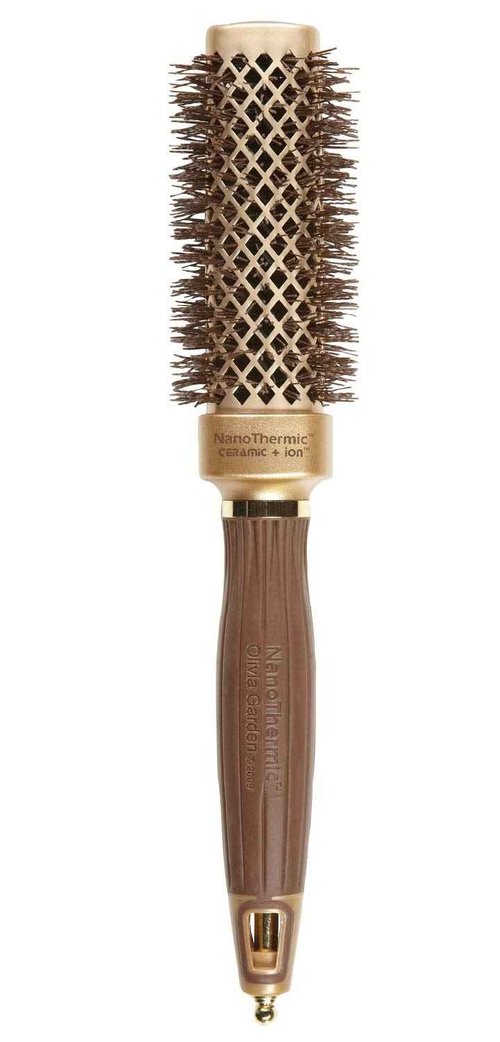 Olivia Garden NanoThermic Ceramic + Ion Square Shaper Thermal Hair Brush - Not Electrical - Professional Blowout Brush for Normal to Thick Hair - 1.125"-Diameter Barrel - NT-S30