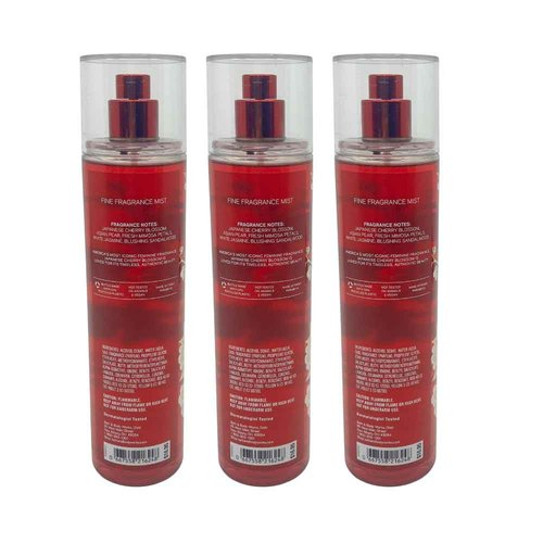 Bath & Body Works JAPANESE CHERRY BLOSSOM Fine Fragrance Mist Gift Set with a Red Bow for Holiday & Gifts - Pack of 3