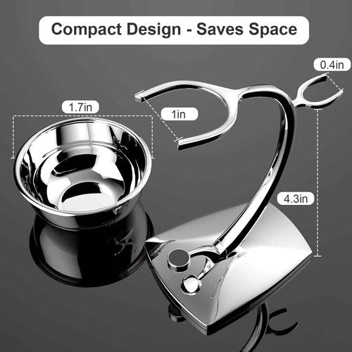 GRUTTI Shaving Bowl and Stand Set with Magnetic Base - 304 Steel Bowl & Chrome-Plated Alloy Stand, All-in-One Storage, Fits Most Razors & Brushes (Bowl & Stand Only)