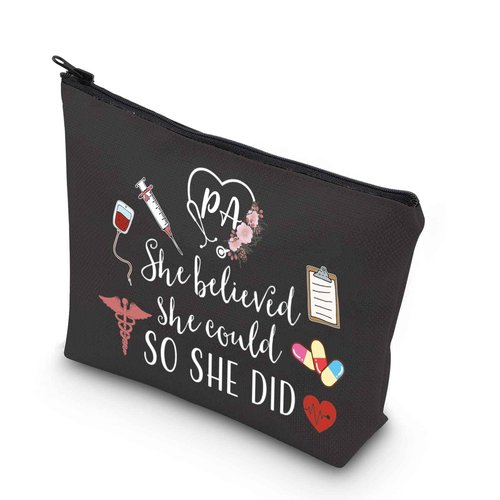 TSOTMO Physician Assistant Gift She Believed She Could So She Did 2023 Nurse Graduation Gift Makeup Bag (BLK-She Believed PA)