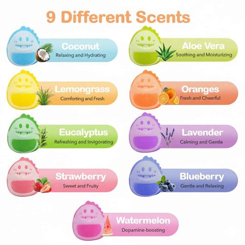 Dinosaur Bath Bomb Gift Set 9 Packs for Girls and Boys, Handmade and Nature Bath Bombs with Surprise for Kids, Perfect for Bubble Bath, Christmas Birthday Gifts for Kids Toddler Women