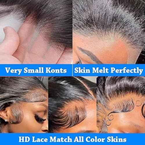 30 Inch Body Wave Lace Front Wigs Human Hair With Baby Hair 13x6 Hd Lace Frontal Wigs Pre Plucked Black Body Wave Wig Human hair 220% Density Long Black Lace Front Wigs For Women
