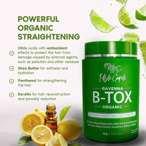 I Belli Capelli Ravenna Organic Hair B-tox Treatment - Formaldehyde-Free, Anti-Frizz Smoothing for Hair - 35.2 oz (1kg)