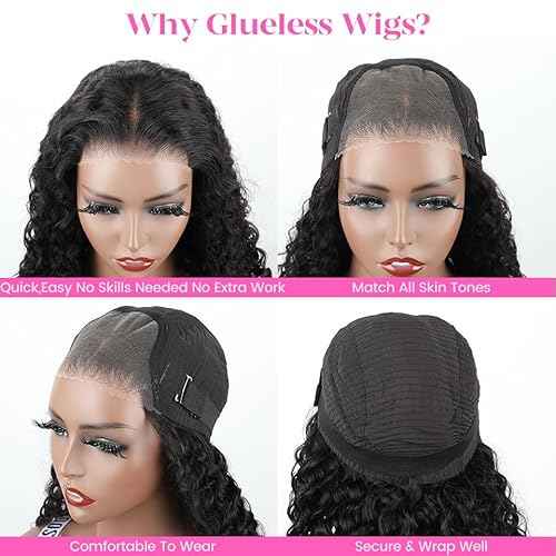 BLY 6x4 HD Lace Glueless Bob Wig Human Hair Ready to Wear and Go Short Bob Lace Pre Cut Wig Afro Kinky Curly 4C Hair 16 Inch for Women Pre Plucked Natural Black Color