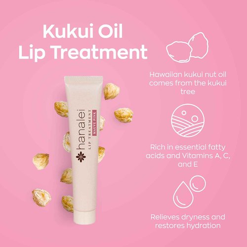 Hanalei Sugar Lip Scrub and Lip Treatment (Mauve Pink Tint) Bundle, Made with Raw Cane Sugar and Real Hawaiian Kukui Nut Oil (Cruelty free, Paraben free)