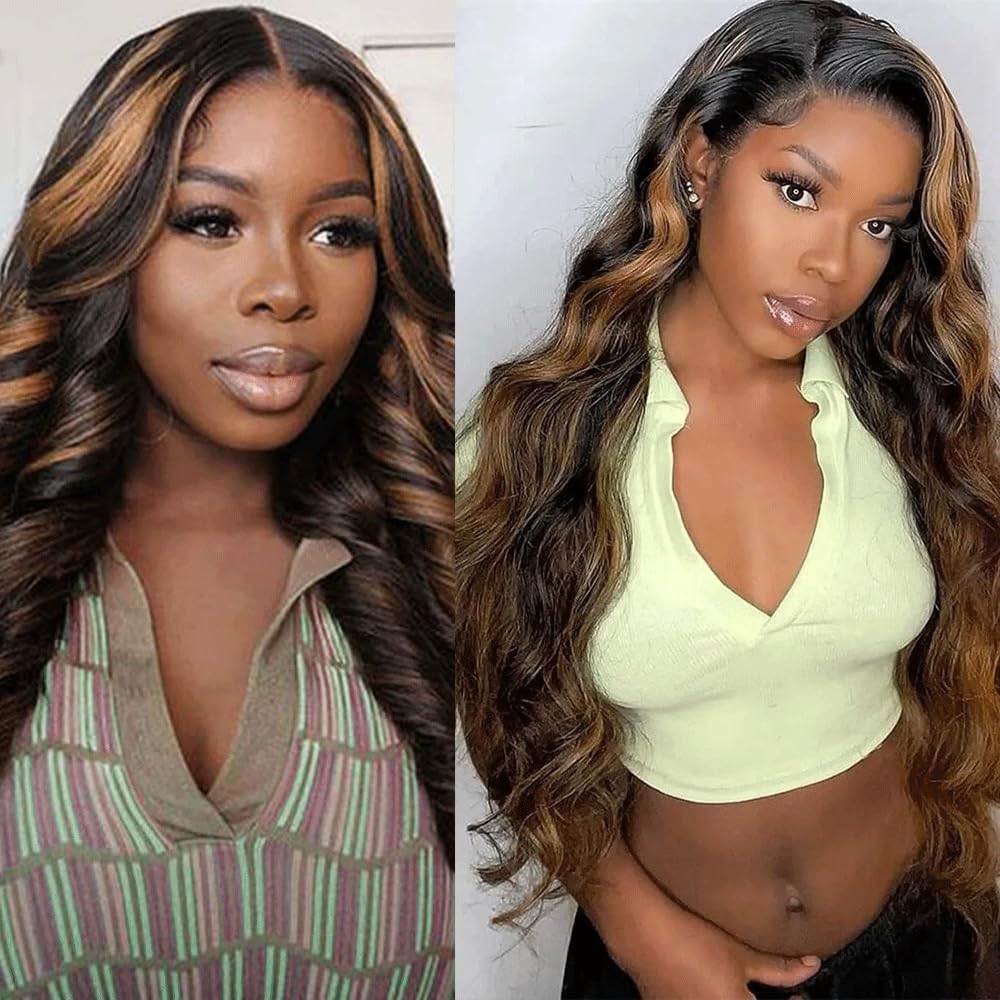 P1B30 Bundles Ombre Brown Body Wave Human Hair Bundles Highlight Body Wave Bundles Human Hair 3 Bundles 28 30 32 Inch Two Tone Black Mixed With Color 30 Bundles