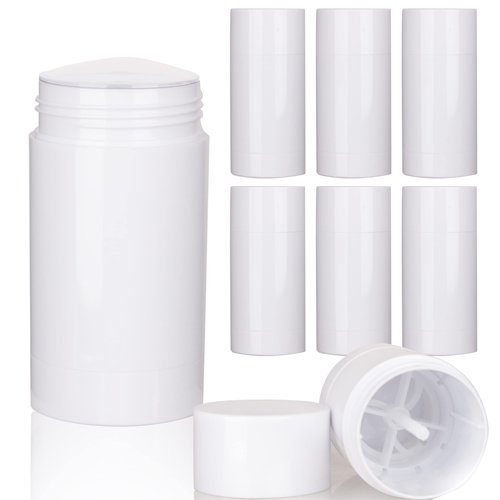 COSIDEA 6pcs White Round empty 75g / 2.5OZ deodorant containers Bottom Filling large twist up tubes for hair wax chapstick bottle