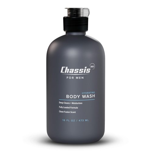 Chassis 360 Men's Body Wash - Maximum Hydration Liquid Body Cleanser for Men - Triple Foam Formula with Clean Fusion Scent - Suitable for All Skin Types - Sulfate & Paraben Free - 16 Fl Oz Bottle