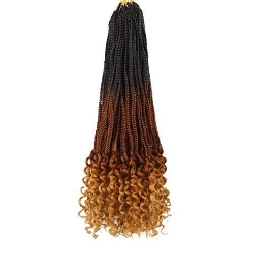 Goddess Box Braids Crochet Hair with Curly Ends 24inch Long Crochet Braids for Black Women Pre Looped 8 Packs Bohemian Style Goddess Box Braid Hair Extensions (1B/30/27)