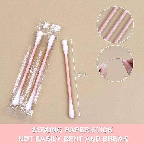 1000 Pack Cotton Swabs, Individually Wrapped Cotton Swab, Individually Wrapped Double Tipped Paper Sticks for Ear, Make-up(Spiral-Round End)