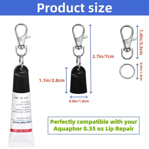 YJNAUPAI 4 pcs Keychain Cap for Aquaphor Lip Balm, Keychain Holder Compatible with Aquaphor 0.35 oz Lip Repair Tubes, Fit Portable Lip Balm Holder