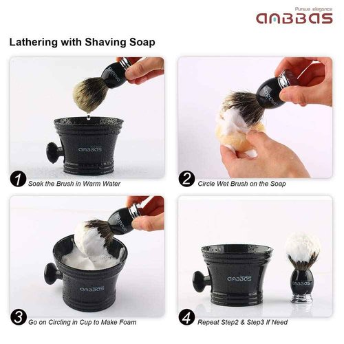 Anbbas Silvertip Badger Shaving Brush,Black Resin & Alloy Handle for Men Wet Shave,Pure Badger Hair,No Hair Shedding,No Terrible Smell