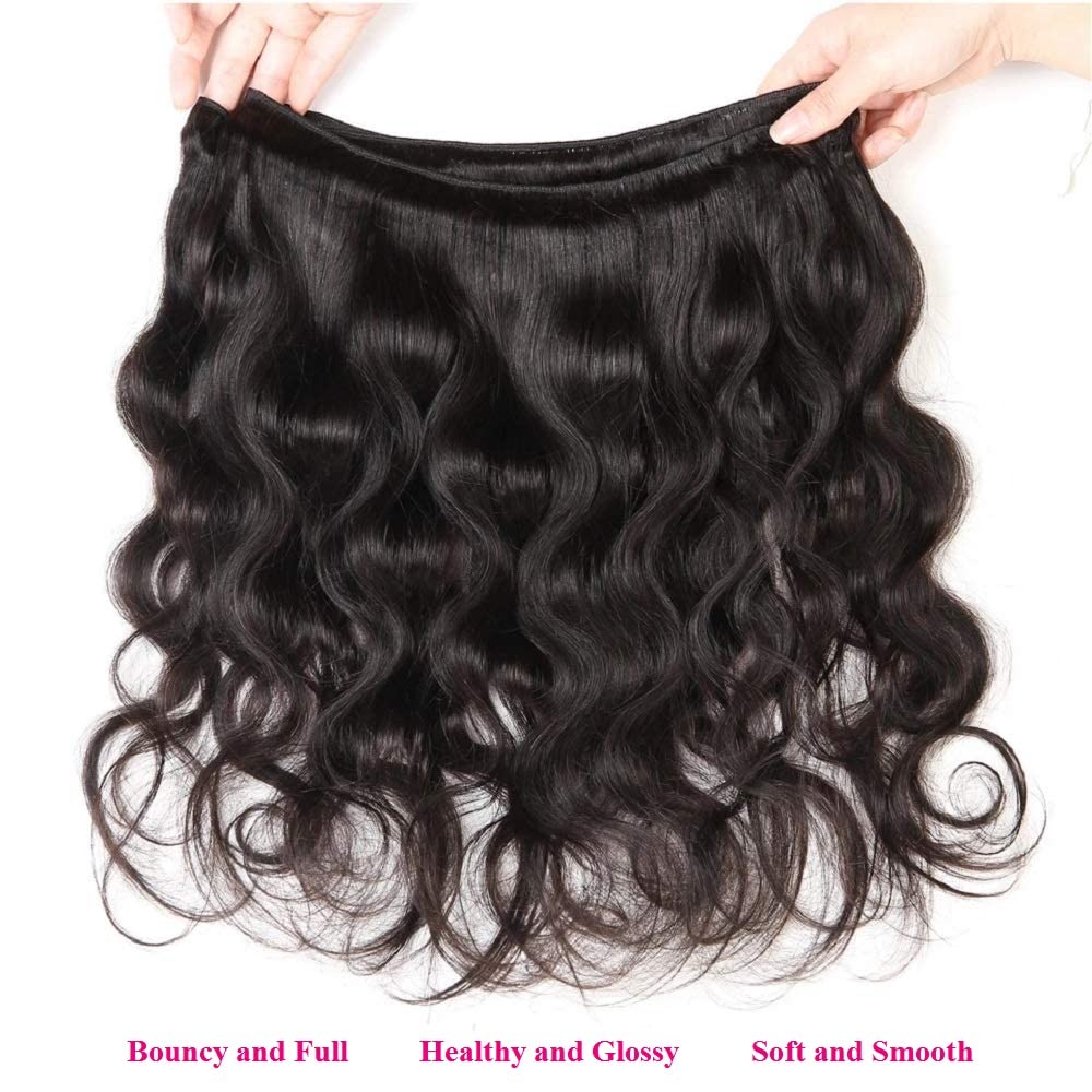 10A Brazilian Body Wave 22 Inch (Pack of 1) Bundles Human Hair 1 Bundle 100% Unprocessed Virgin Remy Hair Body Wave Single Bundles Human Hair Weave Bundles Natural Black