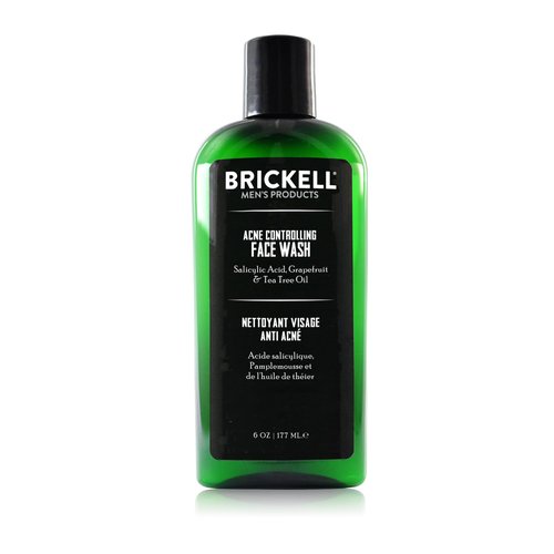 Brickell Men's Acne Face Wash for Men, Natural and Organic Men's Acne Face Wash to Cleanse Skin and Eliminate Acne, Clears Breakouts, 2% Salicylic Acid, 6 Ounces