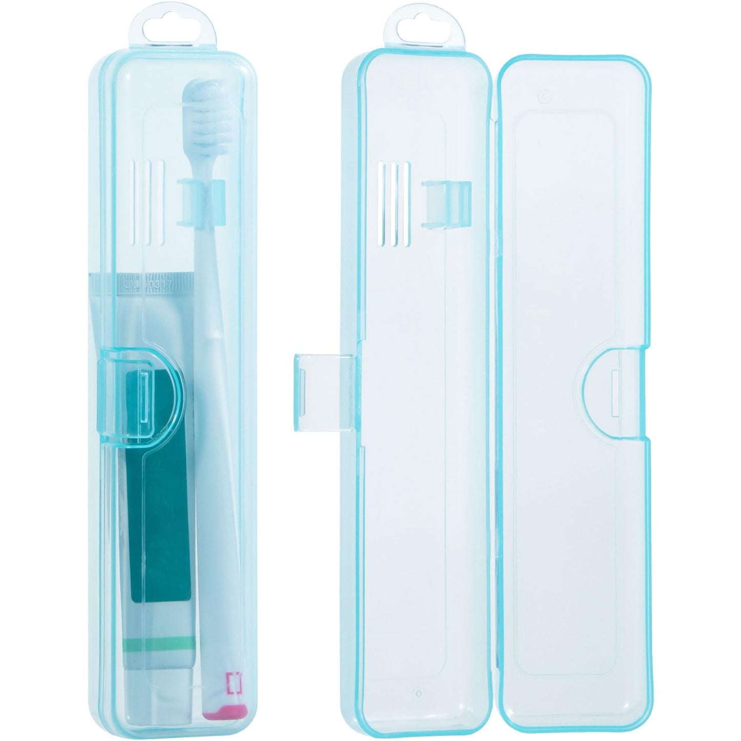 Yeeco Toothbrush Case 2 Packs, Transparent Blue Toothbrush Travel Case, Plastic Toothbrush Holder Travel Size, 7.87 x 1.85 x 1.18 inches Portable Toothbrush Case for Traveling