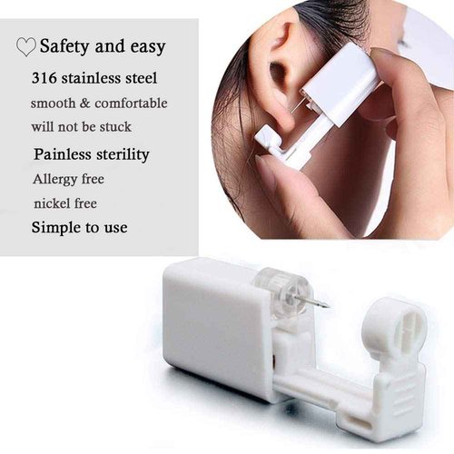2 Pack 4mm Ear Piercing Kit with Cubic Zirconia Stud Earrings Ear Piercing Gun (Topaz)