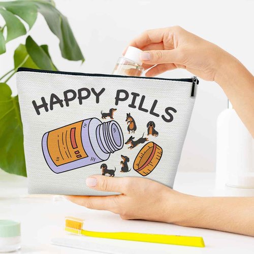 Funny Dachshund Makeup Bag, Dachshund Gifts for Dog Lovers, Dachshund Gifts for Women, Cute Dachshund Puppy Travel Toiletry Bag, Birthday Graduation Gifts for Sister Daughter Friends Bestie Teen Girls