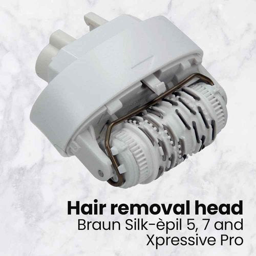 Braun Replacement Hair Removal Head 67030946 Compatible with Braun Silkepil 7 Xpressive Pro and Braun Silk Epil 5, White