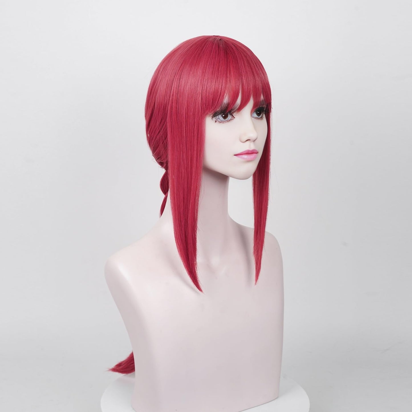 Aicos Red Wavy Angel Devil Cosplay Wig for Women with Wig Cap