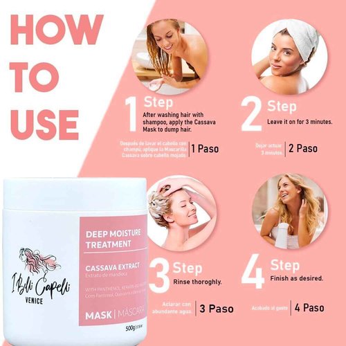 I Belli Capelli Venice Cassava Extract & Argan Oil Hair Mask - (17.6 oz /500 g)
