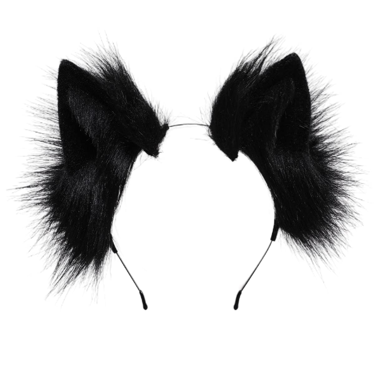 Jilneed Cat Ears Headband for Women Girls Cosplay Costume Party Headbands Cute Faux Fur Hair Accessories (Black)