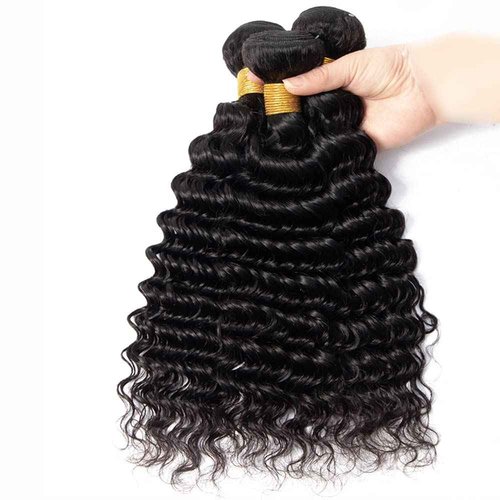 #1B Human Hair Bundles Water Wave Bundles 14 16 18 Inch Unprocessed Brazilian Virgin Hair Weave 3 Bundles Human Hair Extensions Natural Color Bundle 50 Grams Per Bundle For Woman