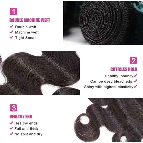 10A Human Hair Bundles 14 14 14 Inch Body Wave Bundles Human Hair Unprocessed Brazilian Virgin Hair 3 Bundles Hair Weave Body Wave Bundles Human Hair Extensions Natural Color
