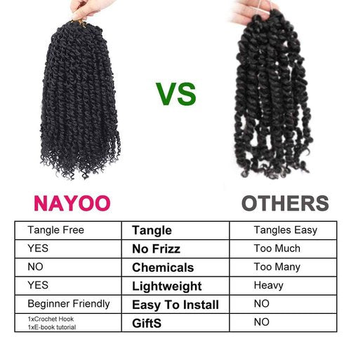 Passion Twist Hair - 8X 14 Inch Passion Twist Crochet Hair For Women, Crochet Pretwisted Curly Hair Passion Twists Synthetic Braiding Hair Extensions (14 Inch, 1B)