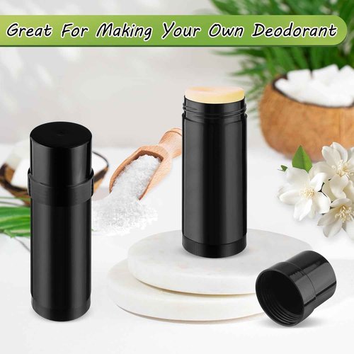 12 Pcs 60ml/2oz Deodorant Containers Plastic Twist Up Filling Bottle Deodorant Holder Stick for Crayon Chapstick Sunscreen Lotion Bar - Black