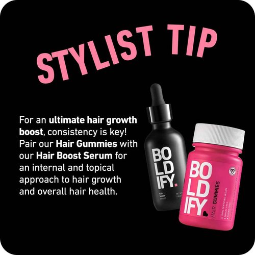 Hair Fibers (DARK BROWN) + Biotin Gummies: Boldify Conceal & Glow Bundle: Undetectable & Natural for Men & Women, Vegan & Sugar Free