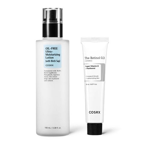 COSRX Oil-Free Revitalizing Duo - Oil Free Lotion with Birch Sap + Retinol 0.3% Cream