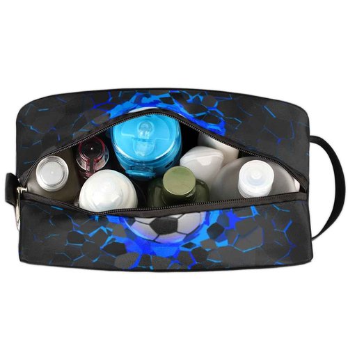 SinSenMa 3D Soccer Hanging Toiletry Bag for Boy Men,Travel Cosmetic Bag,Waterproof Makeup Bag,Approved Hygiene Bag Shave Dopp Kit Organizer for Toiletries Shower Bathroom Carry-on Accessories Gifts
