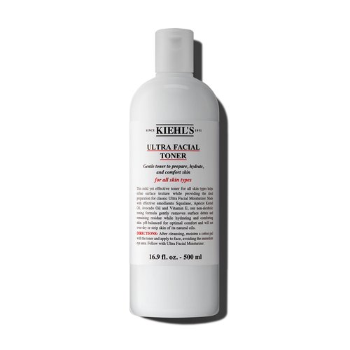 Kiehl's Ultra Facial Toner with Squalane, Gentle Alcohol-free Face Toner, Hydrates Skin and Refines Skin Texture, Non-stripping Formula, with Avocado Oil & Vitamin E, Paraben-free - 16.9 fl oz