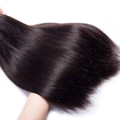 Straight Human Hair Bundles 10 12 14 Inch Trippy Hair Quick Weave 3 Bundles Human Hair 100% Unprocessed Raw Brazilian Virgin Hair Extensions for Black Women Natural Color