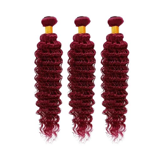 Hydtxc Curly Bundles Human Hair 99J Burgundy 8 10 12 Inch Deep Wave Human Hair Bundles Wine Red Unprocessed Brazilian Virgin Hair Double Weft Quick Weave for Black Women