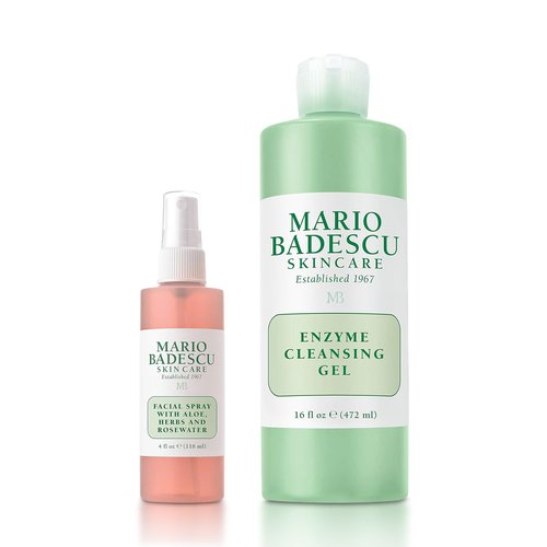 Mario Badescu Rose Water Facial Spray & Enzyme Cleansing Gel Bundle | Hydrating Rose Water Face Mist + Oil-Free Cleanser with Grapefruit & Papaya Extract | Rejuvenates, Clarifies & Removes Excess Oil