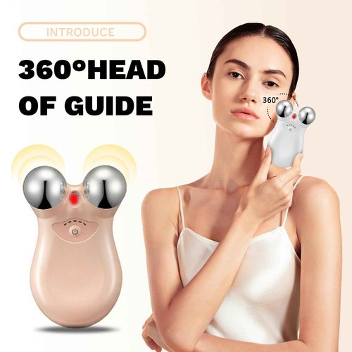 Facial Massage Roller Device, Dual-Head Design with LED Light Therapy, Electric Beauty Tool for Skin Care, White