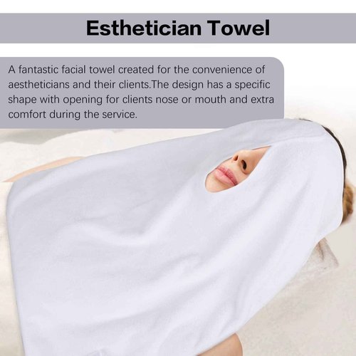 SINLAND Microfiber Esthetician Towels for Facials Mask Removing Face Wrap Soft Facial Cloth with Split Design Spa Towels for Facial Steam Massage and Cleansing 6 Pack