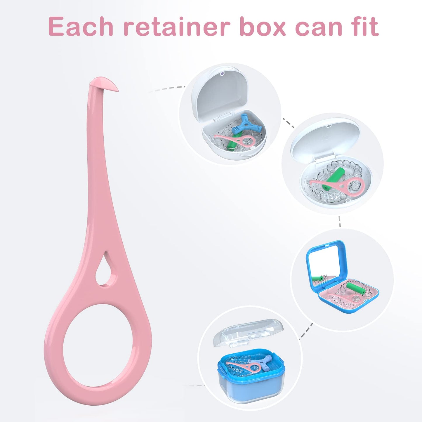 ARGOMAX - Aligner Removal Tool, 5 Invisible Braces Removal Tools, Retainer Remover Tool, Suitable for Removing Braces, Trays, Retainers, Dentures and Aligners(Pink).