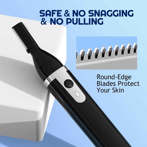 Dapsang Eyebrow Trimmer Electric Eyebrow Razor for Men, Rechargeable Facial Hair Shaver Painless Detail Trimmer with Rinseable Blade for Face Beard Neck (Black)