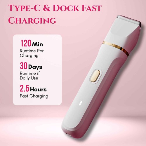 Paradise Bliss Quality 5-in-1 Bikini Trimmer Electric Razors with USB Cord, Excellent Facial Hair Elimination, Wet/Dry Body Shaver for Nose, Eyebrows, Beard, Leg, and Arm, IPX7 Waterproof (White)