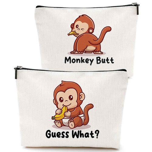 Funny Cute Makeup Bag Monkey Gifts for Girls Monkey Supplies Accessories Cosmetic Bag for Women Girls Daughter Animal Lovers Sister Best Friends Pet Coworker Graduation Mothers Day Christmas Birthday