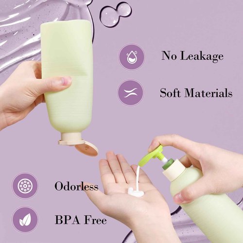 UMETASS 16.9oz Travel Shampoo Bottle with Flip Cap, Refillable Plastic Pump Bottles Dispenser for Soap, Shampoo, Lotions, Liquid Body Wash, Creams and Massage Oil (2Pack, 16.9oz/500ml)
