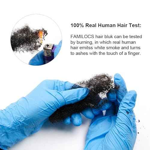 Tight Afro Kinky Bulk 100 £¥ Human Hair for Draedlock Extensions, Repair Locs, Twists and Braids (14 Inch, Natural Black, 5 Bundles with Crochet Needle Set and Rat Tail Comb)
